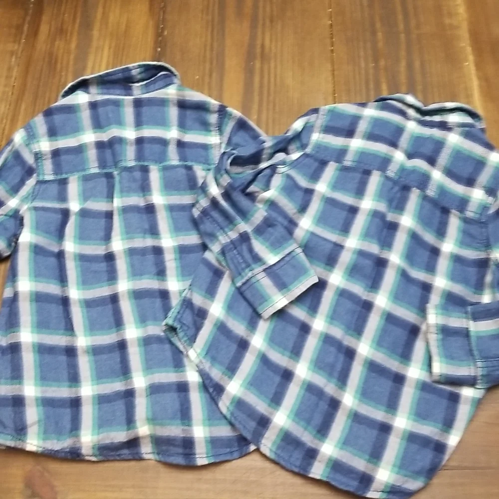 Oshkosh Matching Twin Flannel Buttondown Bundle 4T